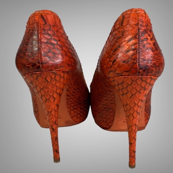 MIU MIU Python Embossed Peek A Boo Toe Heels - Picture 8 of 11